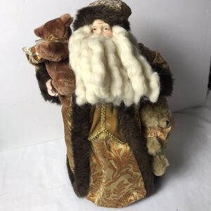 Roman Inc. Gold and Red Attire Vintage Santa Table/Tree Topper and Attached Toys